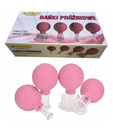 BAŃKI DO MASAŻU TWARZY ZESTAW 4 SZT. - RÓŻOWE