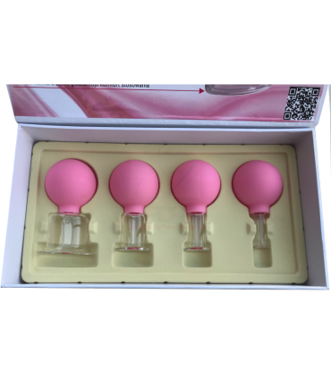 BAŃKI DO MASAŻU TWARZY ZESTAW 4 SZT. - RÓŻOWE