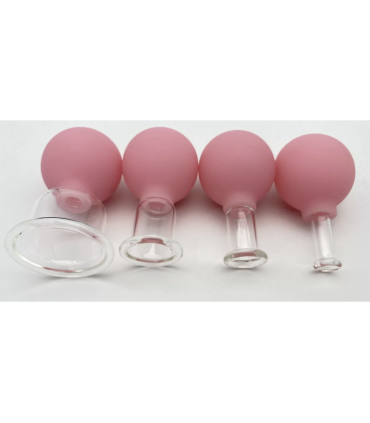 BAŃKI DO MASAŻU TWARZY ZESTAW 4 SZT. - RÓŻOWE