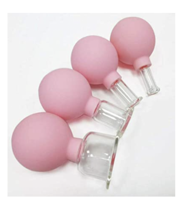 BAŃKI DO MASAŻU TWARZY ZESTAW 4 SZT. - RÓŻOWE