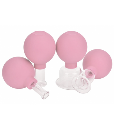 BAŃKI DO MASAŻU TWARZY ZESTAW 4 SZT. - RÓŻOWE