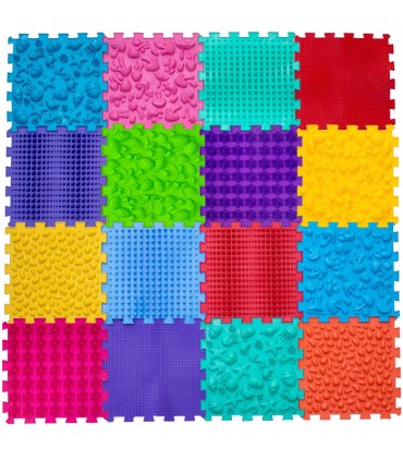 Mata sensoryczna - puzzle do masażu stóp "Mega Mix" 16 elementów