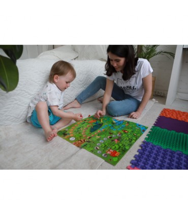 Mata sensoryczna do masażu stóp "Puzzle Mix" 10 elementów + Gra Leśne przygody
